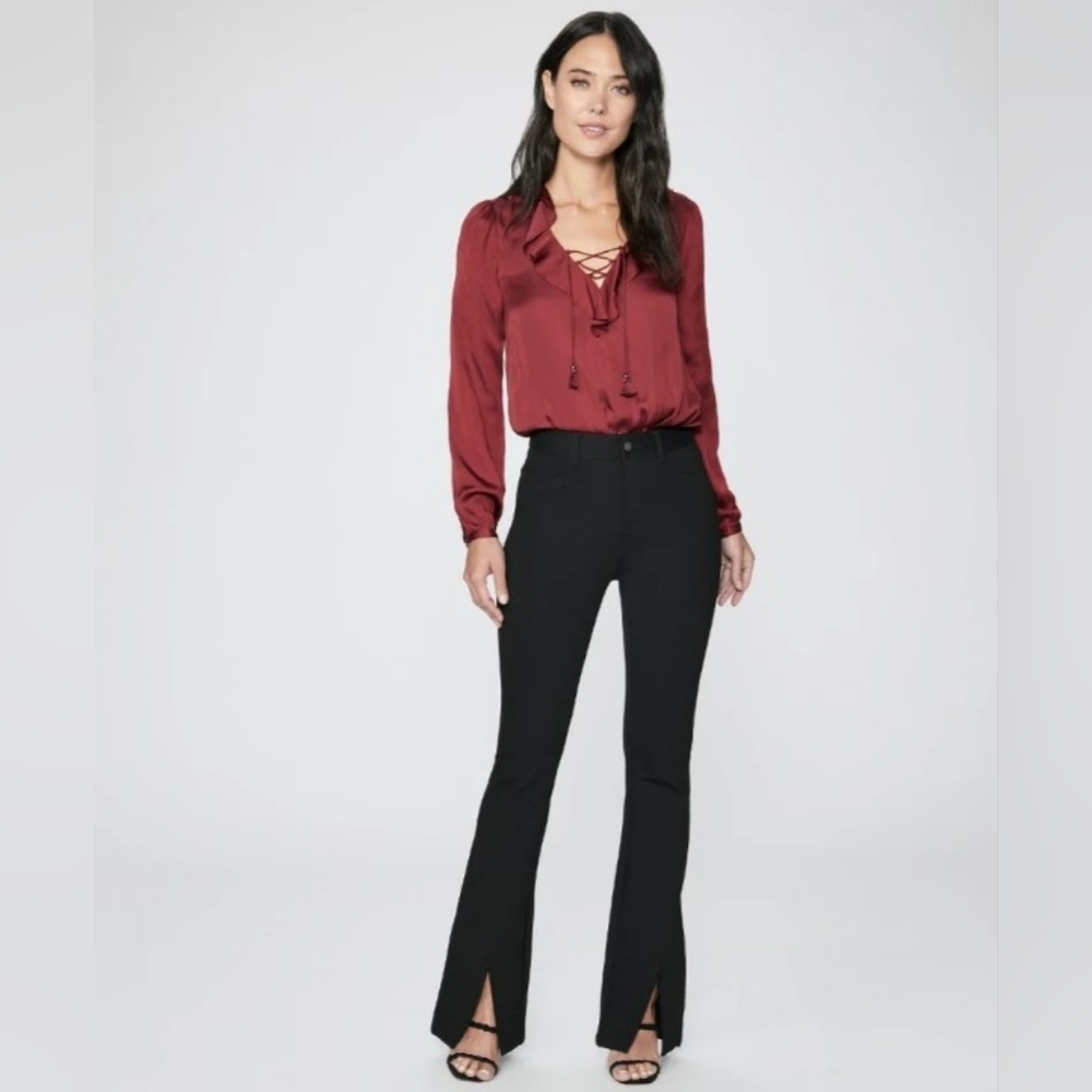 PAIGE Winona Black Flare Slit-Cuff Pants - Size 4